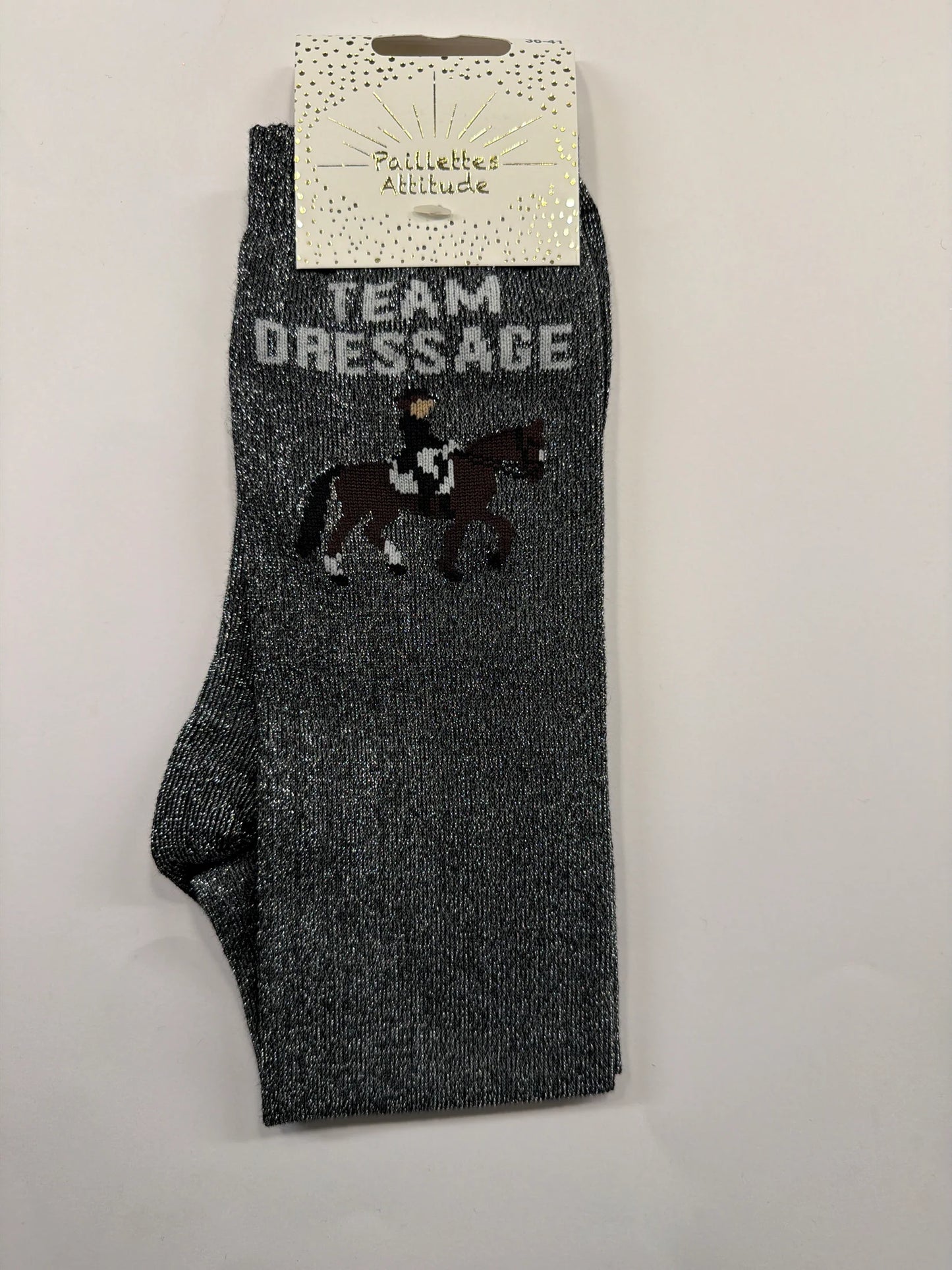 Chaussette Paillettes "TEAM DRESSAGE" - Paillettes Attitude