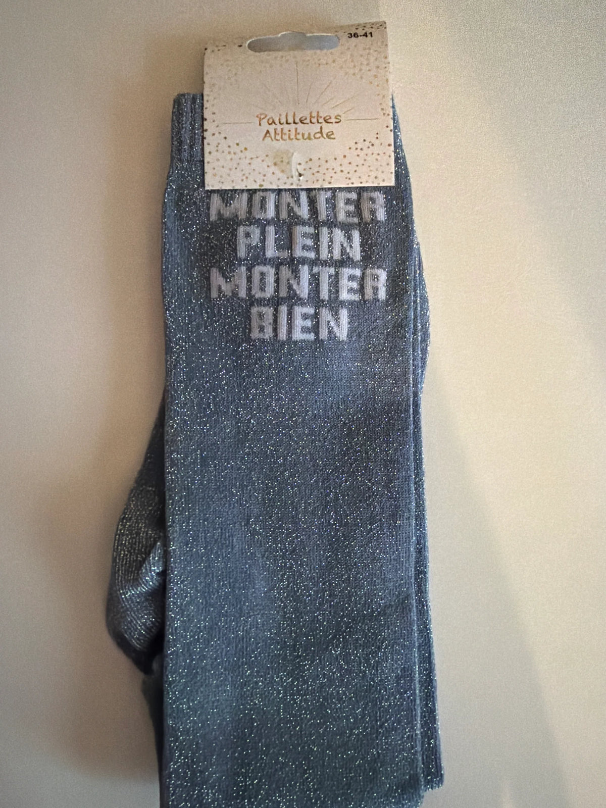 Chaussette Paillettes "Monter plein monter bien" - Paillettes Attitude