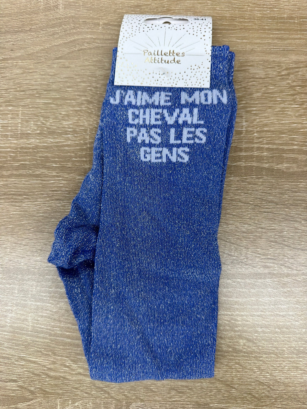 Chaussette Paillettes "J’aime mon cheval, pas les gens" - Paillettes Attitude