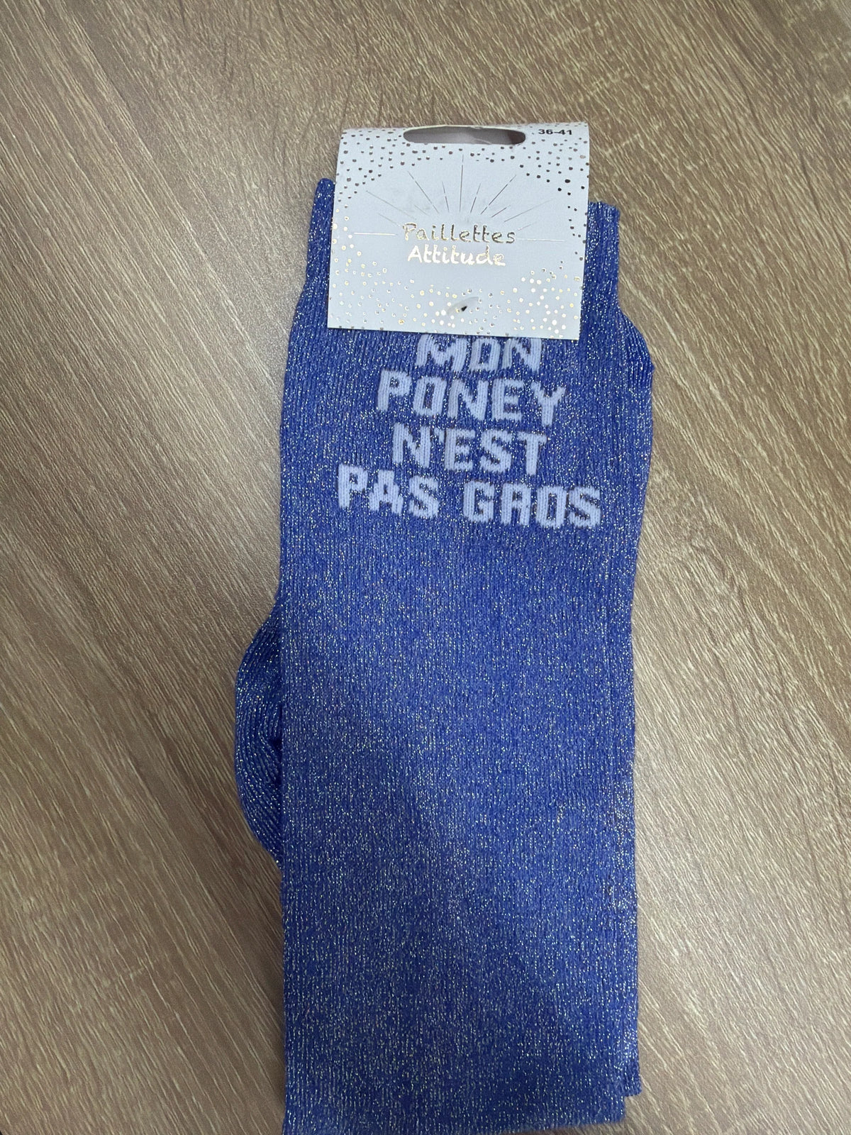 Chaussette Paillettes "MON PONEY N’EST PAS GROS" - Paillettes Attitude