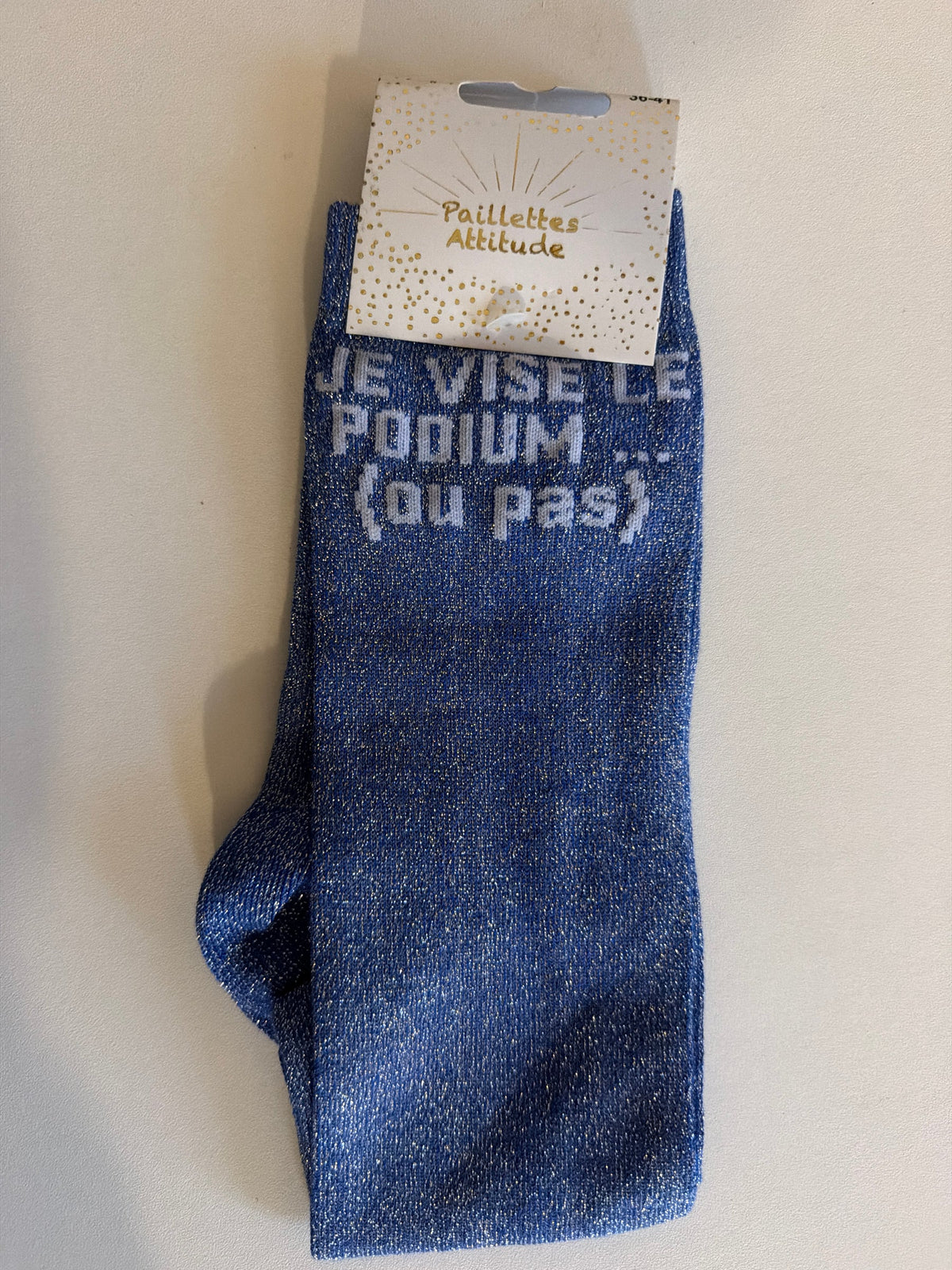 Chaussette Paillettes "je vise le podium... (ou pas)" - Paillettes Attitude