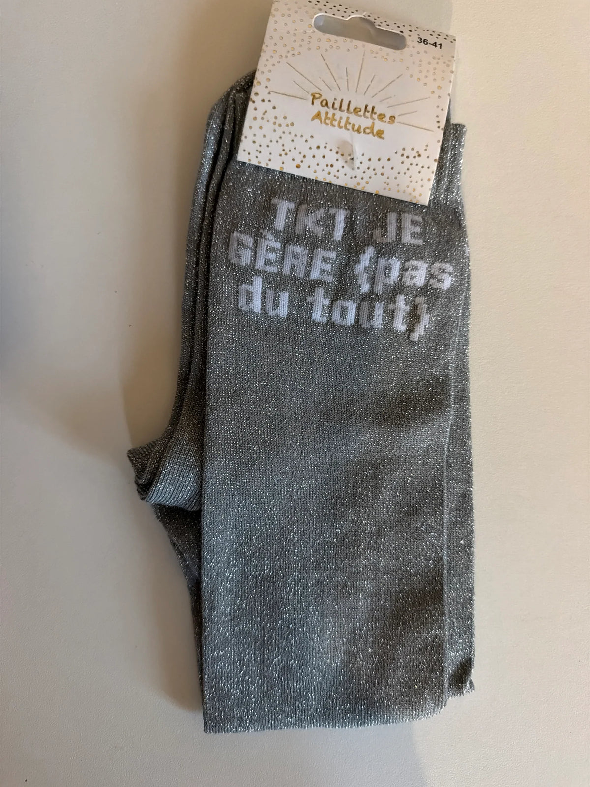 Chaussette Paillettes "TKT je gère (pas du tout)" - Paillettes Attitude