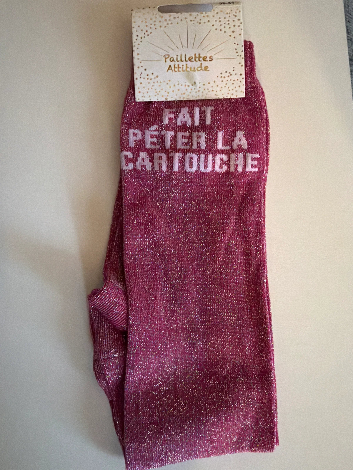 Chaussette Paillettes "FAIT PÉTER LA CARTOUCHE" - Paillettes Attitude