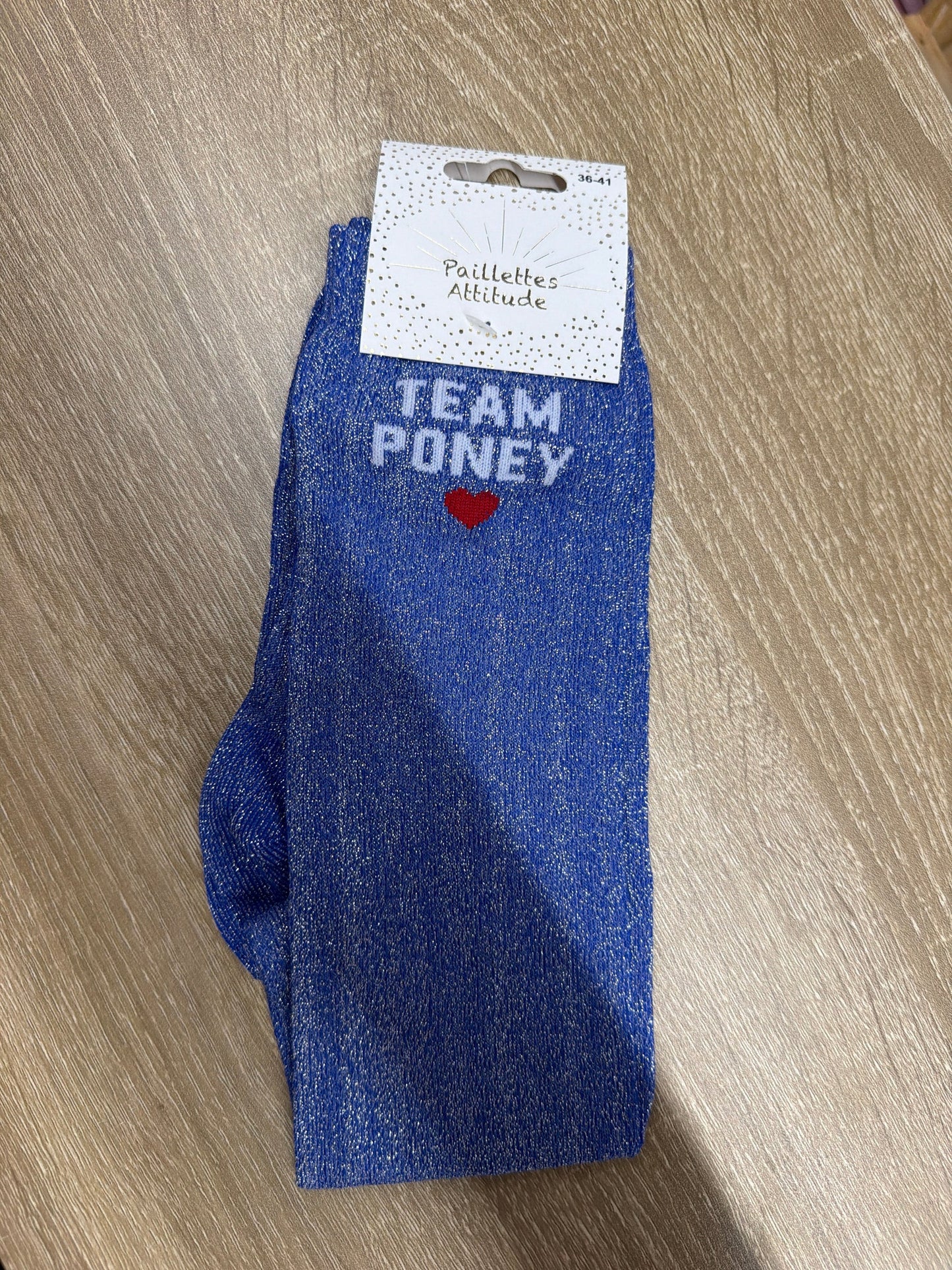 Chaussette Paillettes "TEAM PONEY" - Paillettes Attitude