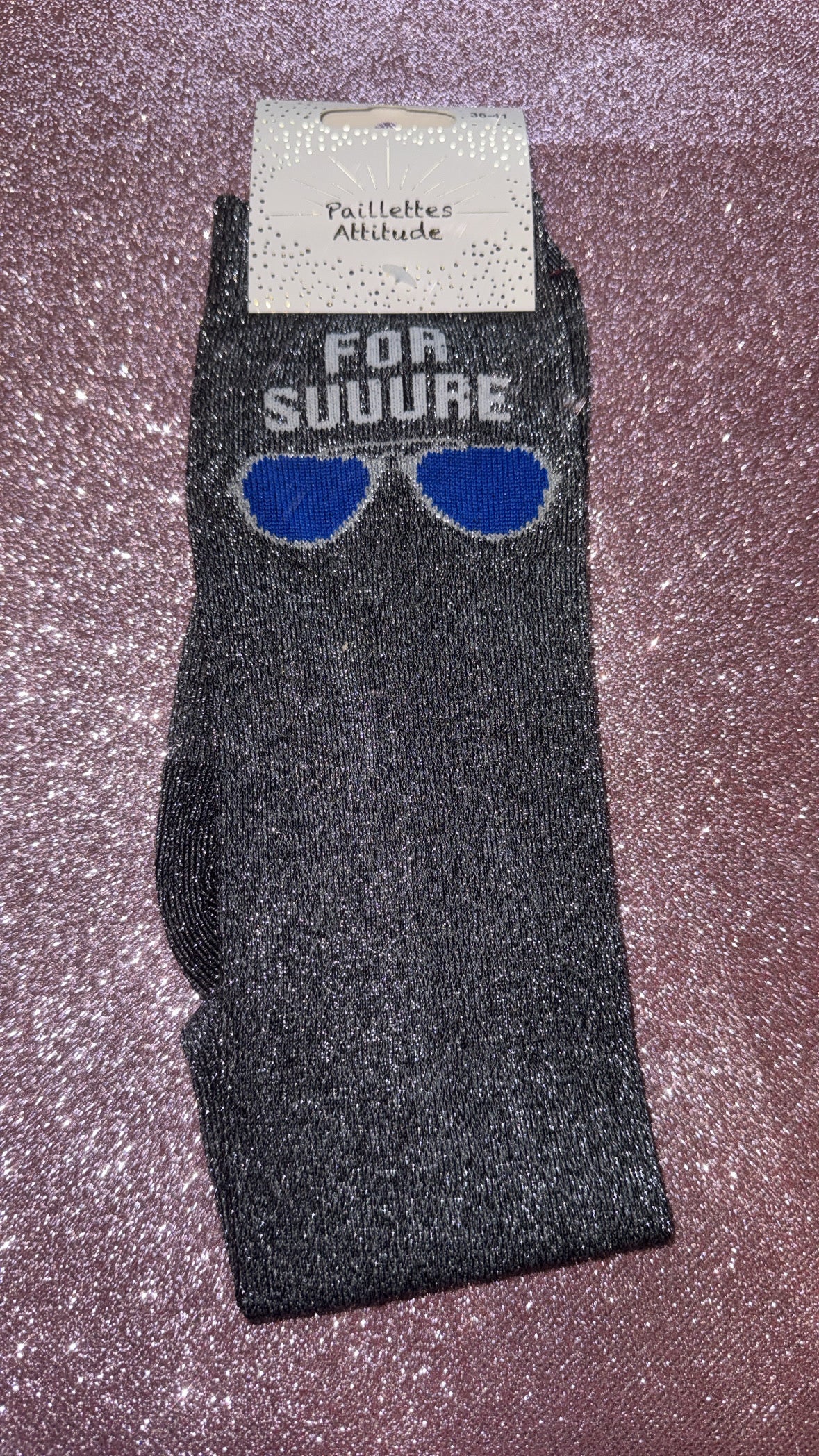 Chaussette Paillettes « FOR SUUURE » - Paillettes Attitude