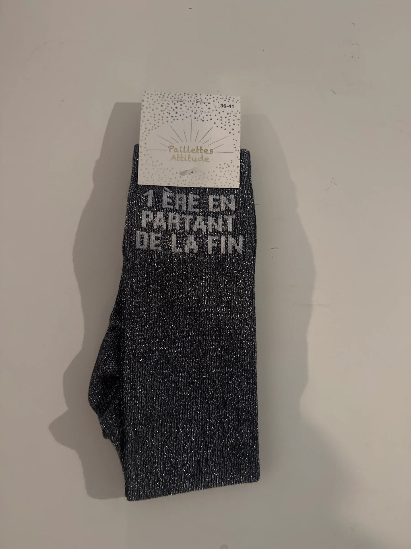Chaussette Paillettes "1ÈRE EN PARTANT DE LA FIN" - Paillettes Attitude