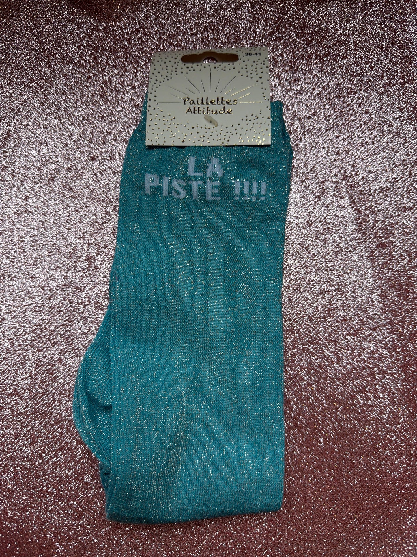 Chaussette Paillettes « LA PISTE !!! » - Paillettes Attitude