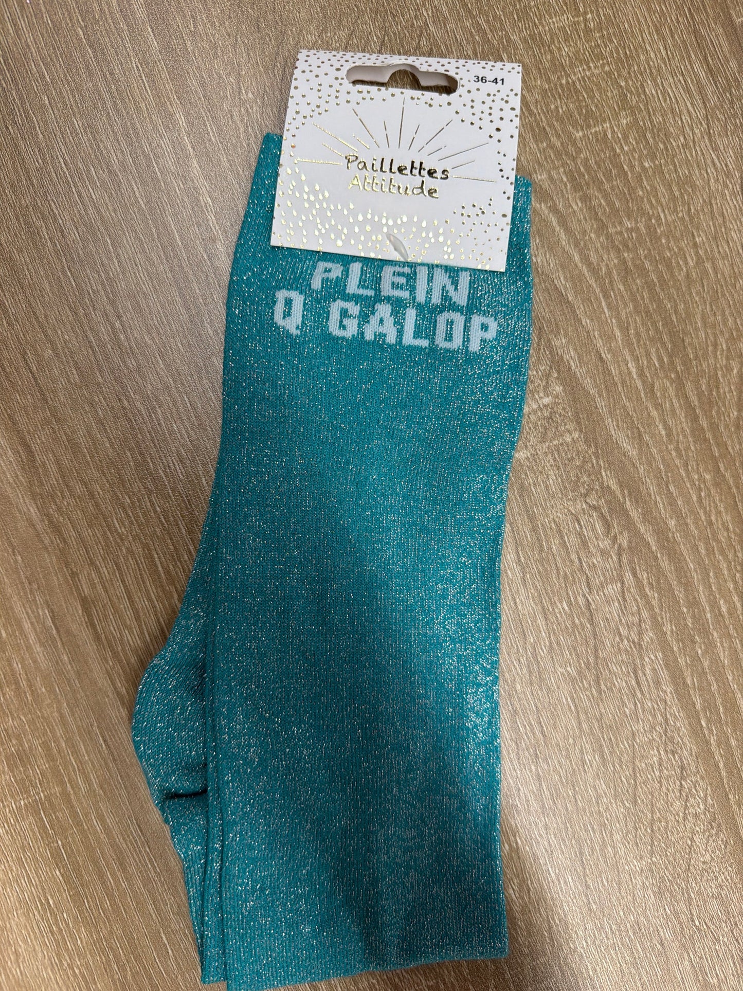 Chaussette Paillettes "PLEIN Q GALOP" - Paillettes Attitude