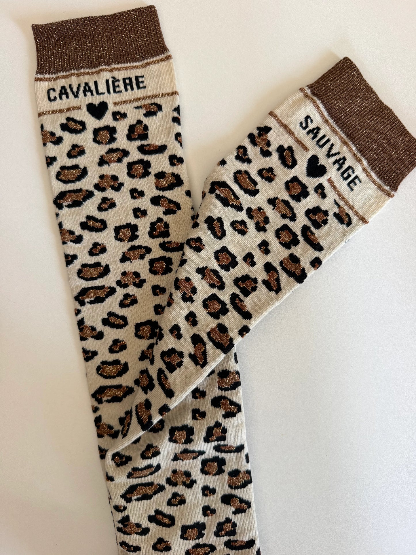 Chaussette Paillettes Léopard "Cavalière Sauvage" - Paillettes Attitude