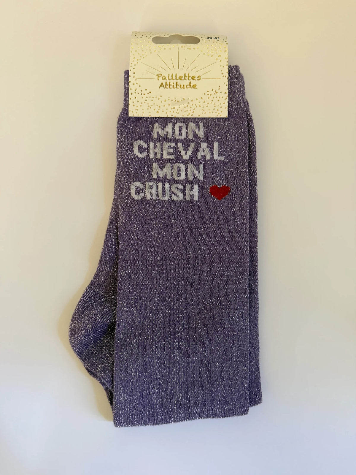 Chaussette Paillettes "Mon cheval mon crush ♥ " - Paillettes Attitude