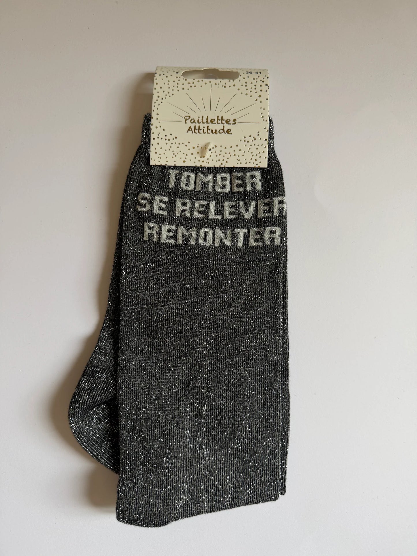 Chaussette Paillettes "Tomber, se relever, remonter" - Paillettes Attitude