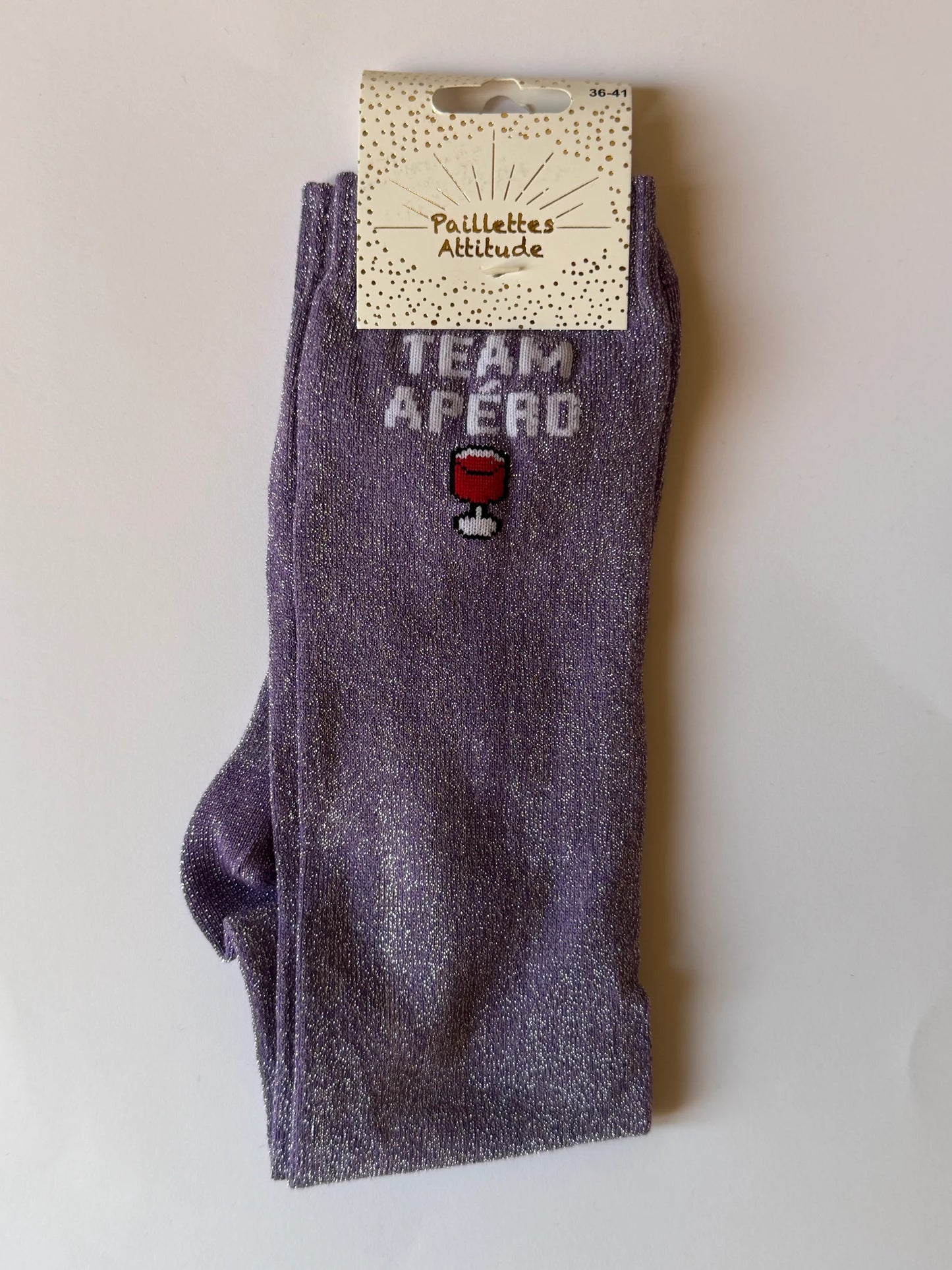 Chaussette Paillettes "TEAM APÉRO" - Paillettes Attitude