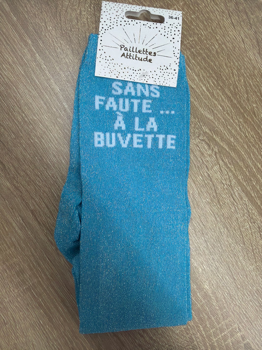 Chaussette Paillettes "sans faute ... à la buvette" - Paillettes Attitude