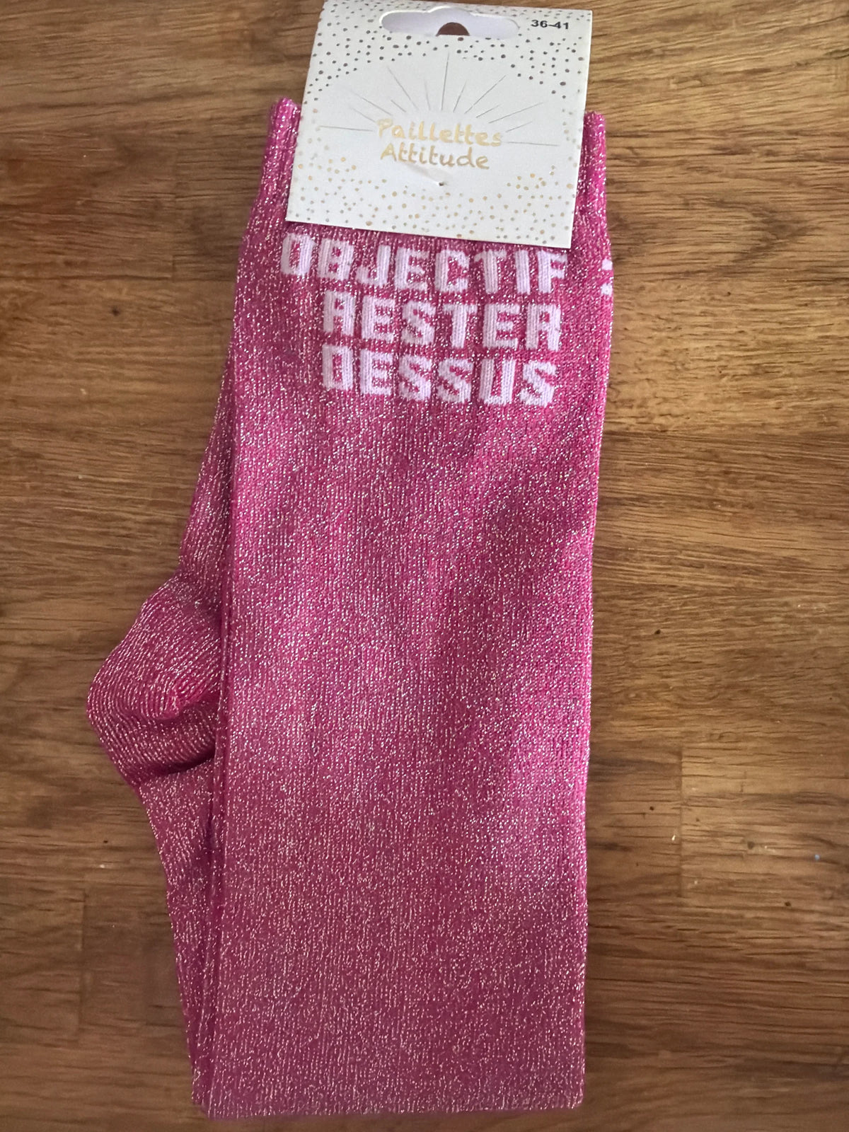 Chaussette Paillettes "Objectif : Rester Dessus" - Paillettes Attitude)