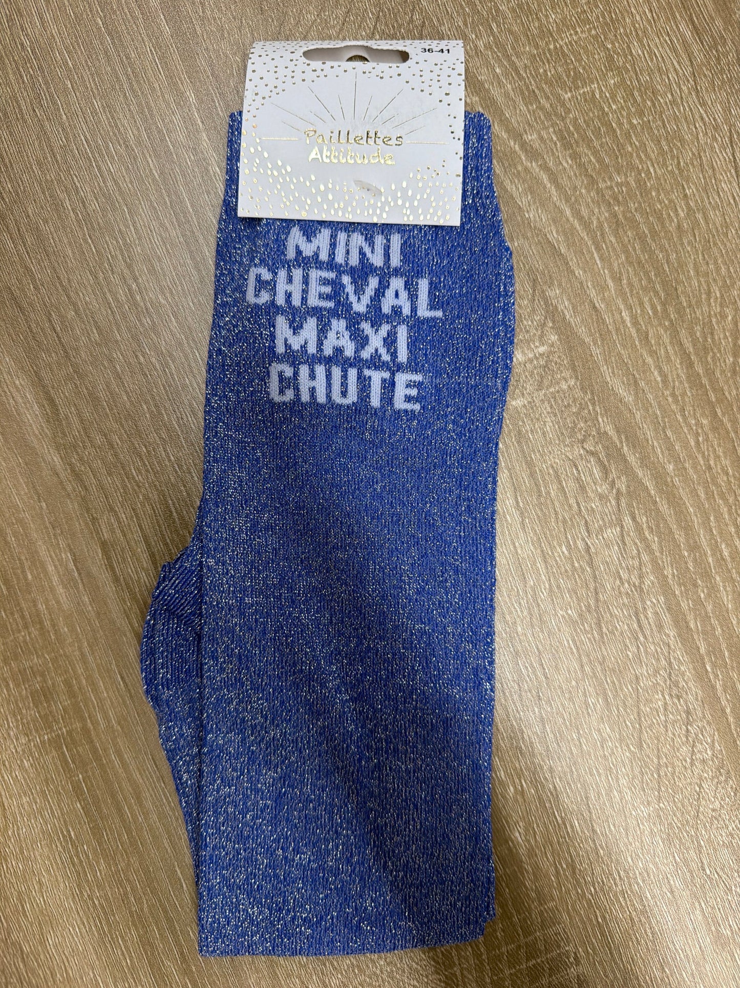 Chaussette Paillettes "MINI CHEVAL MAXI CHUTE" - Paillettes Attitude