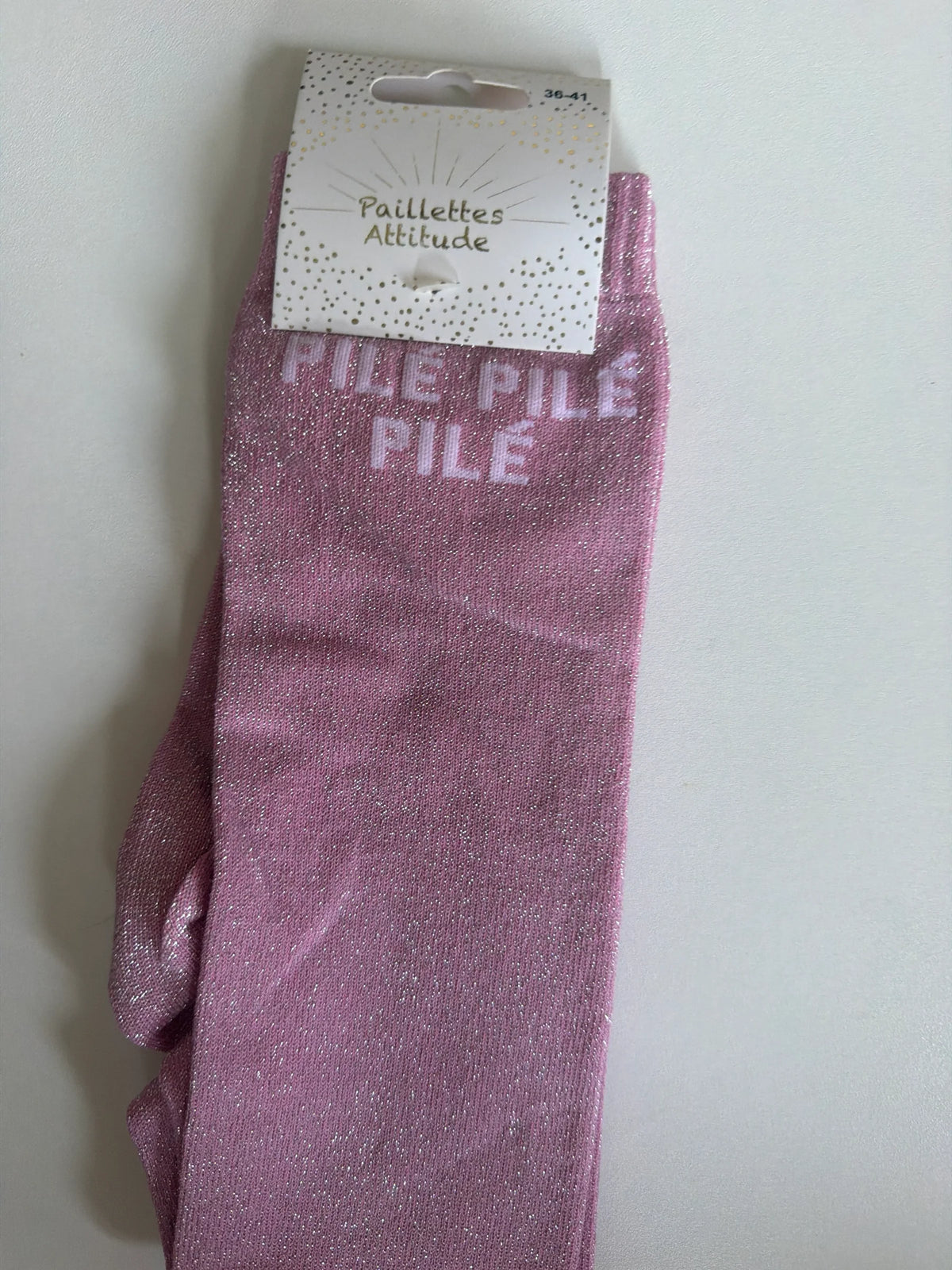 Chaussette Paillettes "Pilé Pilé Pilé" - Paillettes Attitude