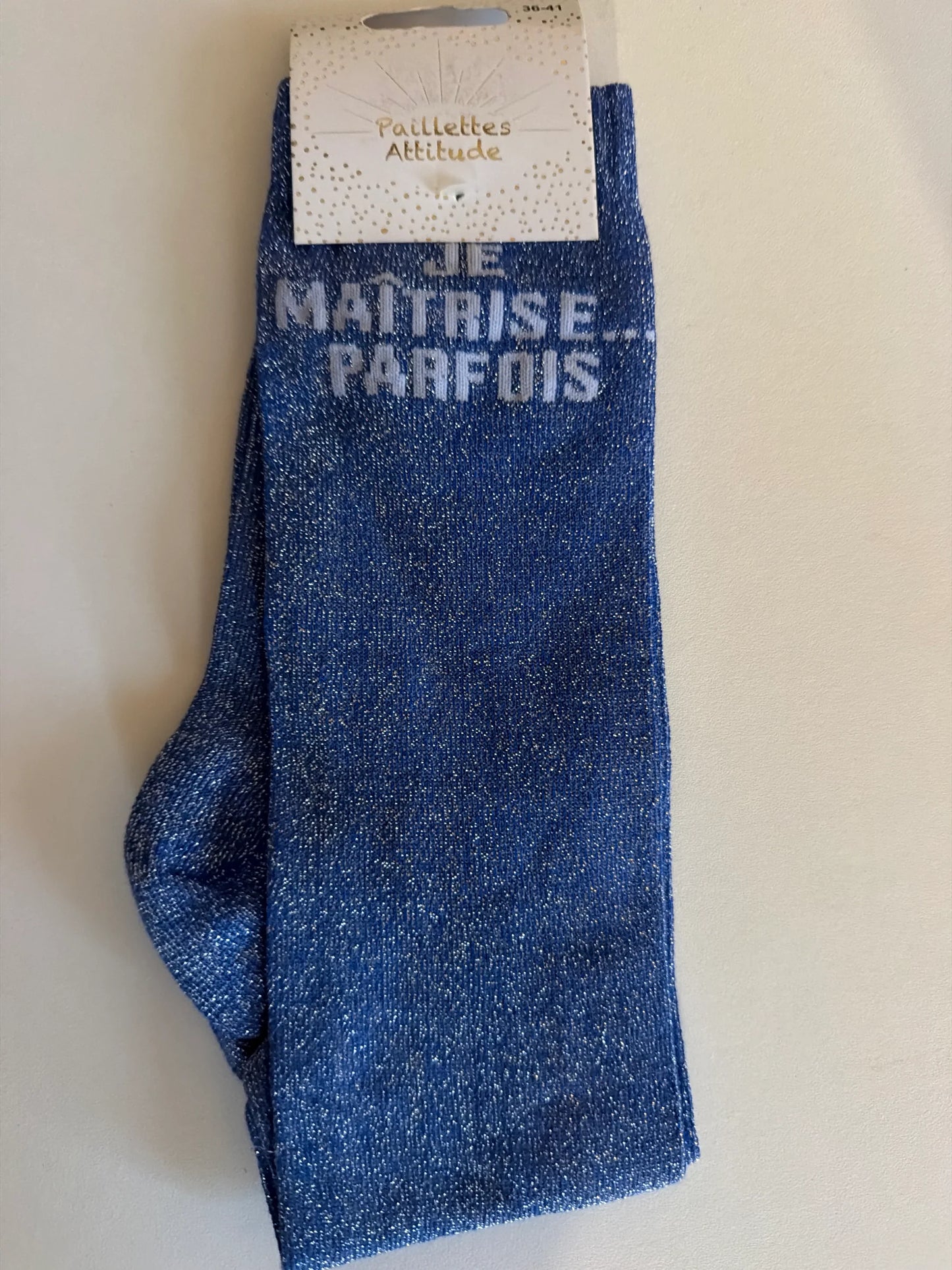 Chaussette Paillettes "Je maîtrise parfois" - Paillettes Attitude