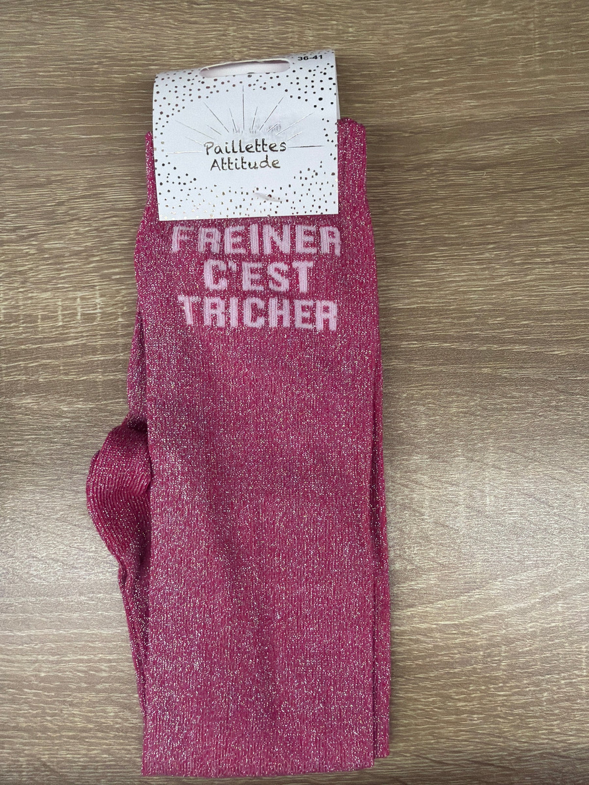 Chaussette Paillettes "Freiner c'est tricher" - Paillettes Attitude