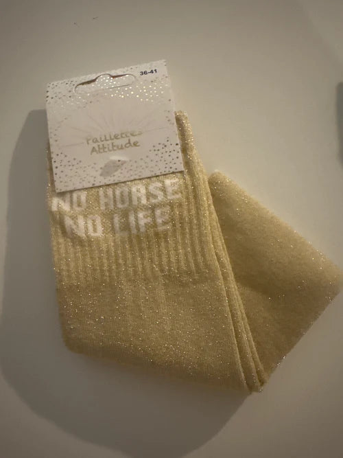 Chaussette Paillettes "NO HORSE NO LIFE" - Paillettes Attitude