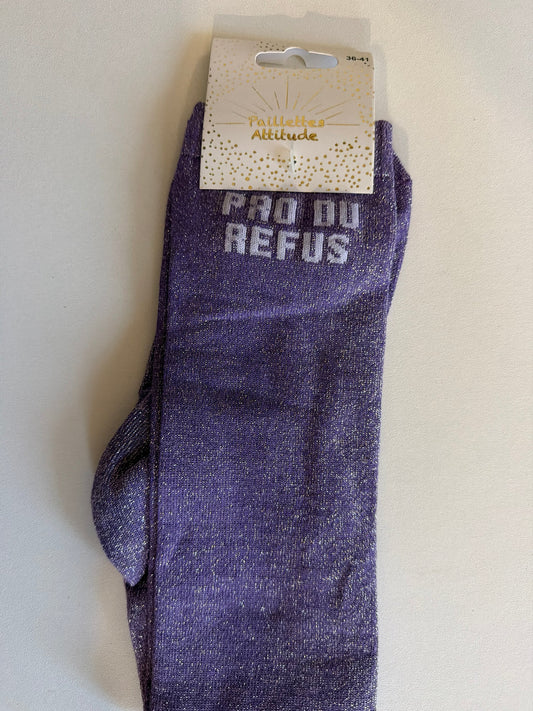 Chaussette Paillettes "PRO DU REFUS" - Paillettes Attitude