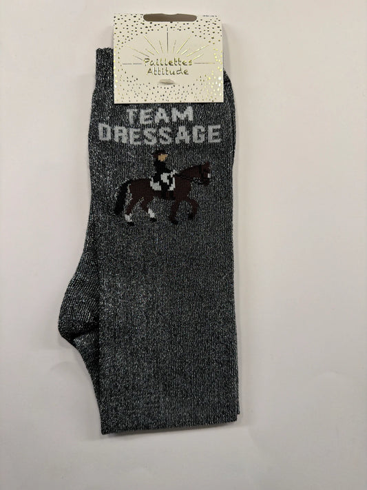 Chaussette Paillettes "TEAM DRESSAGE" - Paillettes Attitude