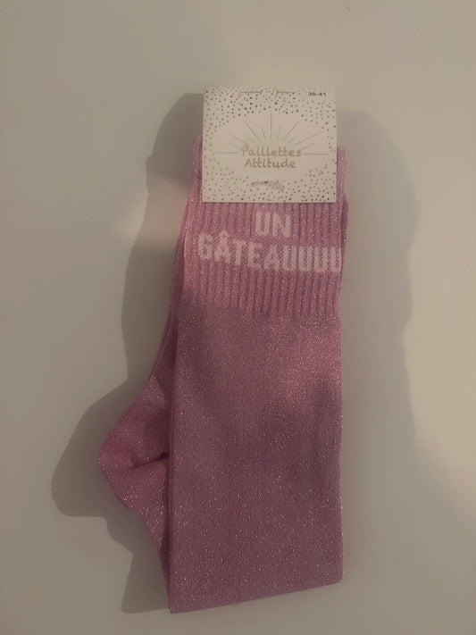 Chaussette Paillettes "UN GÂTEAUUUU" - Paillettes Attitude