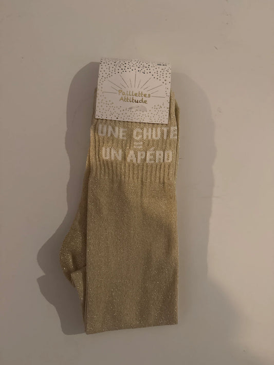 Chaussette Paillettes "UNE CHUTE = UN APÉRO" - Paillettes Attitude