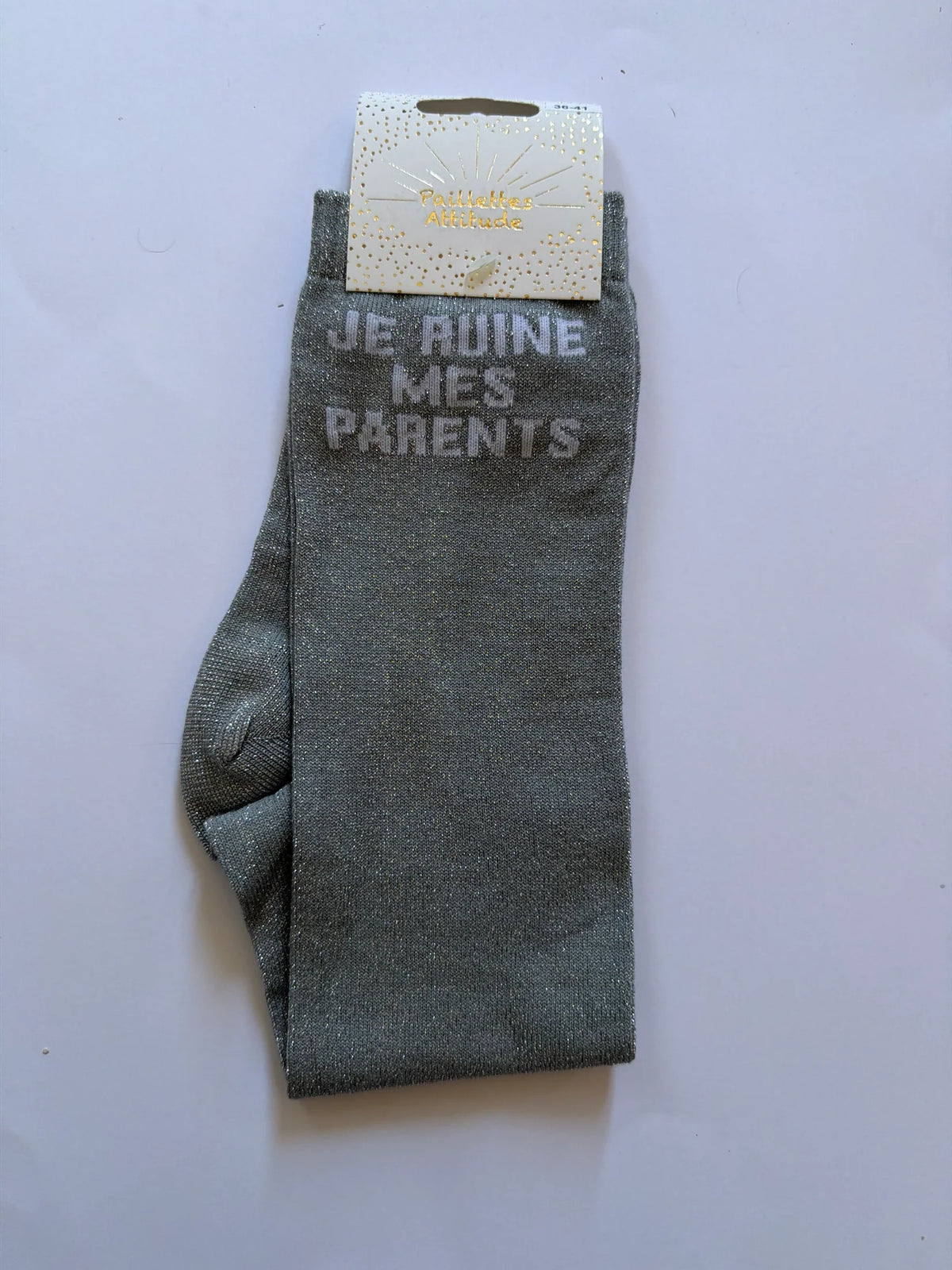 Chaussette Paillettes "JE RUINE MES PARENTS" - Paillettes Attitude