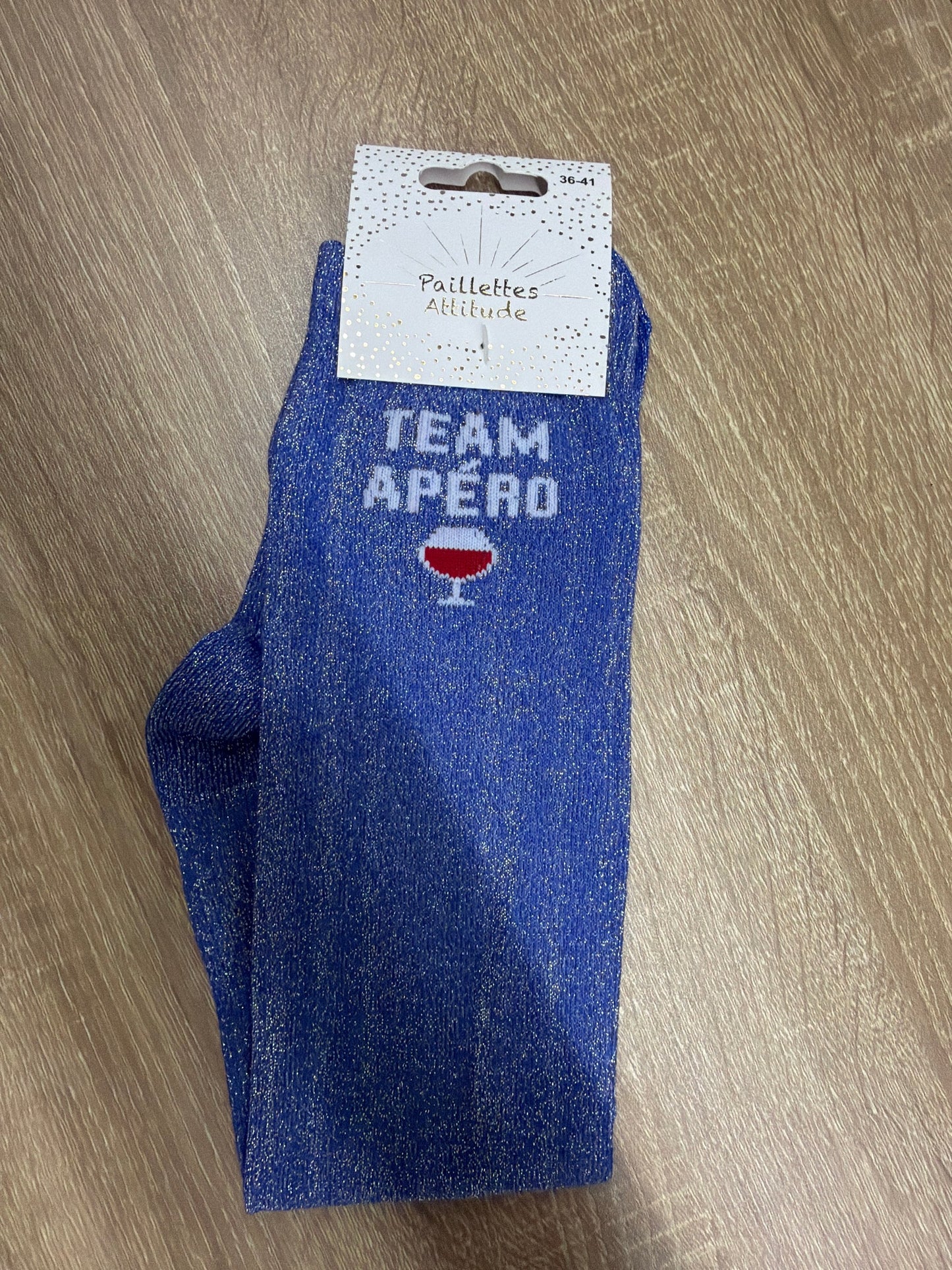 Chaussette Paillettes "TEAM APÉRO" - Paillettes Attitude