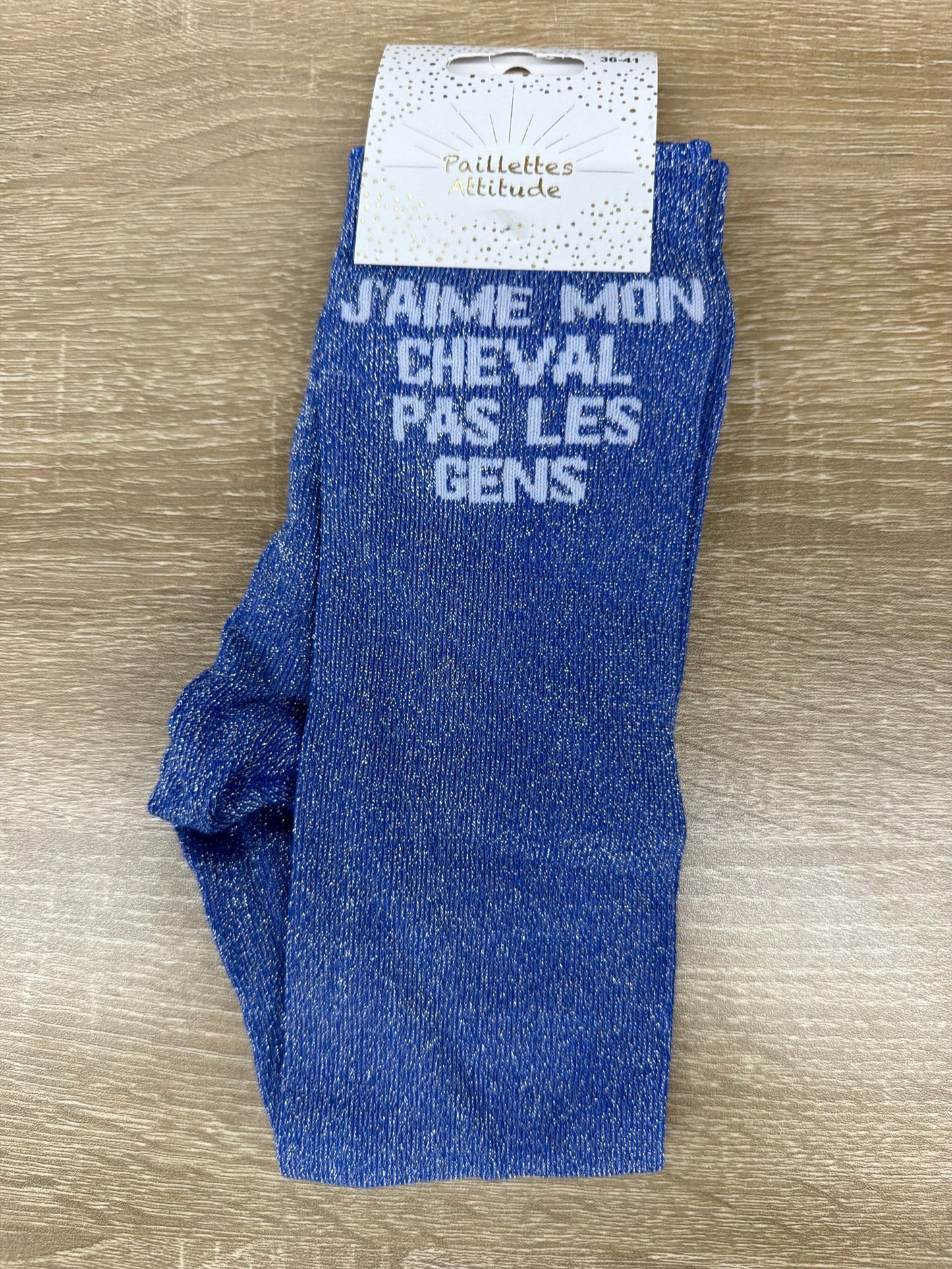 Chaussette Paillettes "J’aime mon cheval, pas les gens" - Paillettes Attitude