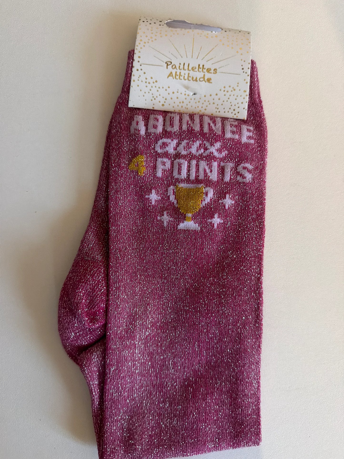 Chaussette Paillettes "ABONNÉE AUX 4 POINTS" - Paillettes Attitude
