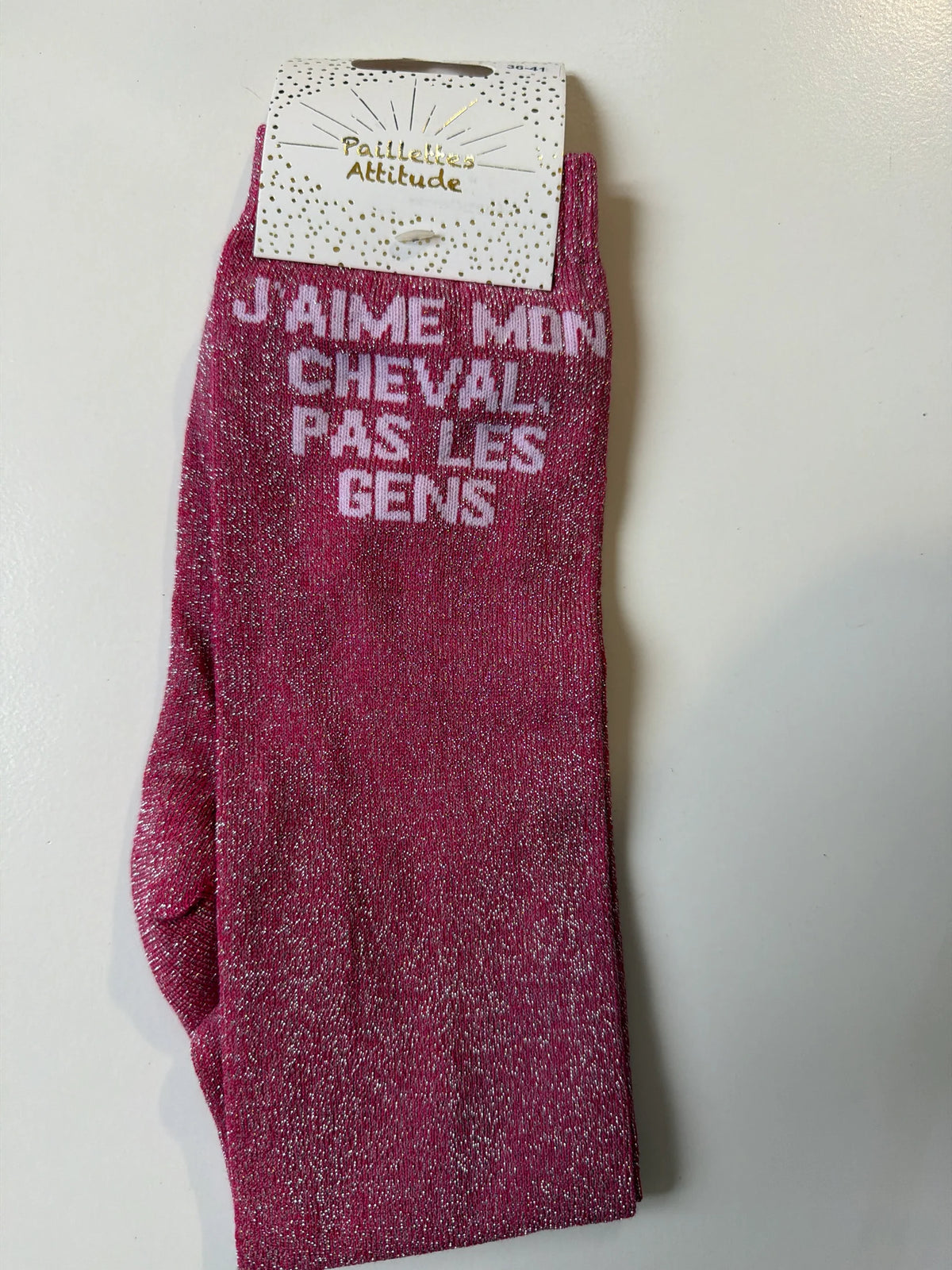 Chaussette Paillettes "J’aime mon cheval, pas les gens" - Paillettes Attitude