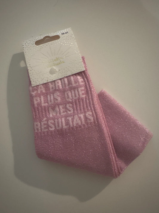 Chaussette Paillettes "ça brille plus que mes résultats" - Paillettes Attitude