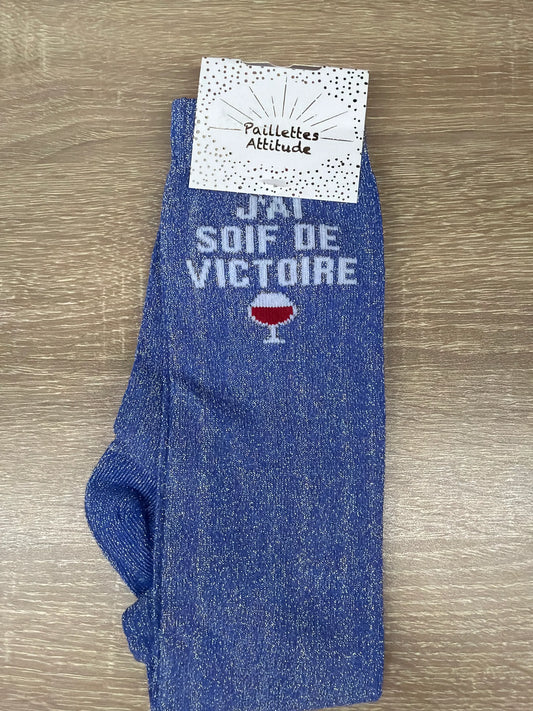 Chaussette Paillettes "j'ai soif de victoire" - Paillettes Attitude