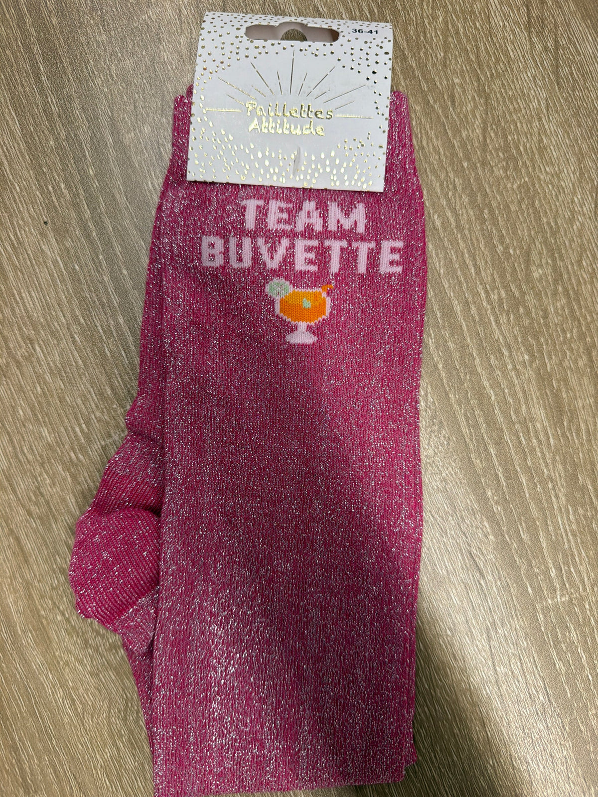 Chaussette Paillettes "team buvette" - Paillettes Attitude