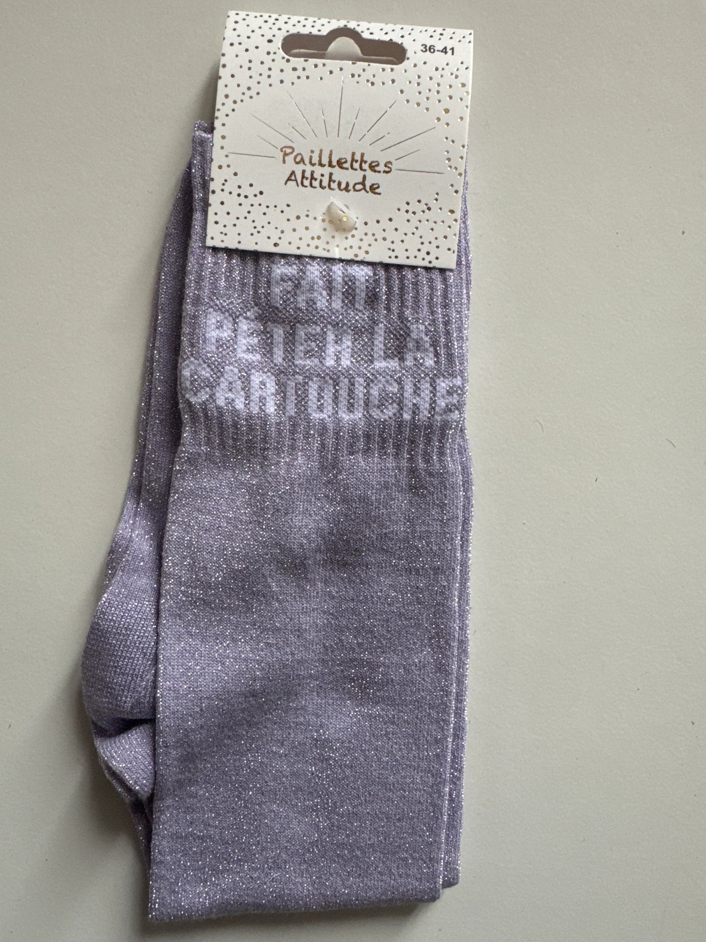 Chaussette Paillettes "FAIT PÉTER LA CARTOUCHE" - Paillettes Attitude