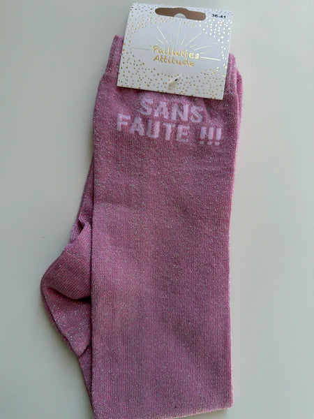 Chaussette Paillettes "Sans faute !!!" - Paillettes Attitude
