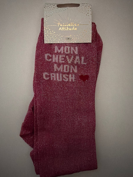 Chaussette Paillettes "Mon cheval mon crush ♥ " - Paillettes Attitude