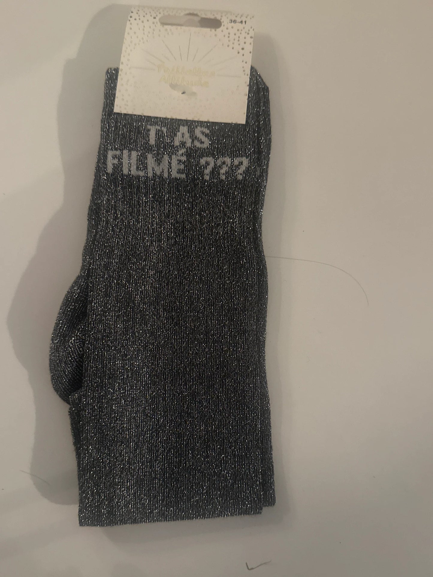 Chaussette Paillettes "T’AS FILMÉ ???" - Paillettes Attitude
