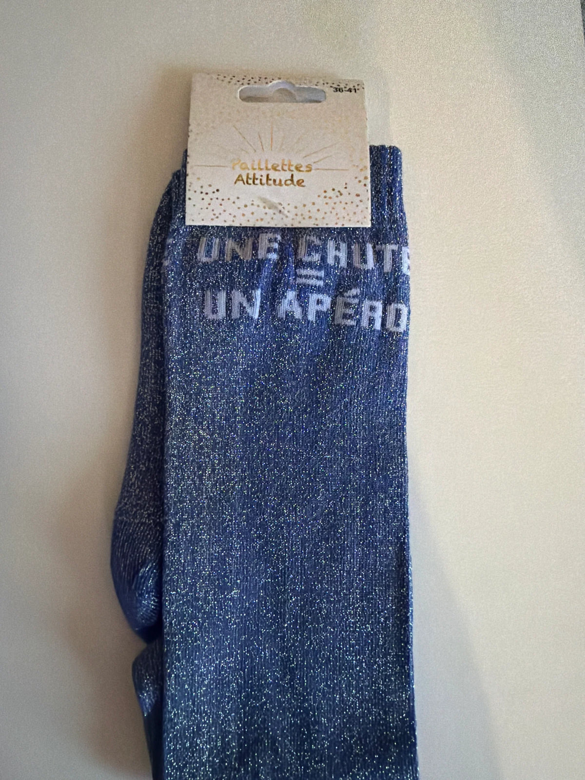 Chaussette Paillettes "UNE CHUTE = UN APÉRO" - Paillettes Attitude