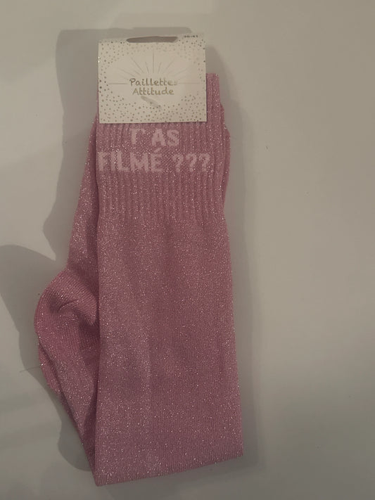Chaussette Paillettes "T’AS FILMÉ ???" - Paillettes Attitude