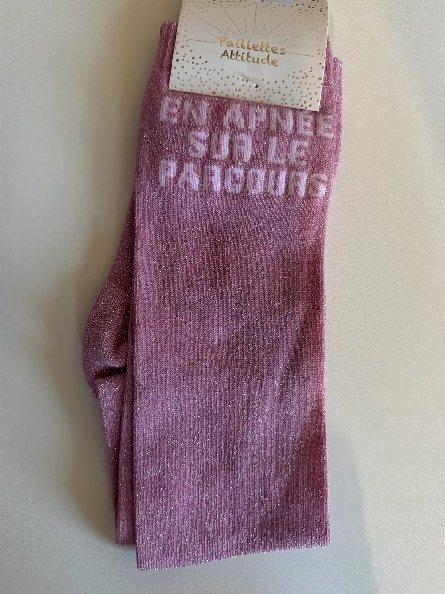 Chaussette Paillettes "En apnée sur les parcours" - Paillettes Attitude