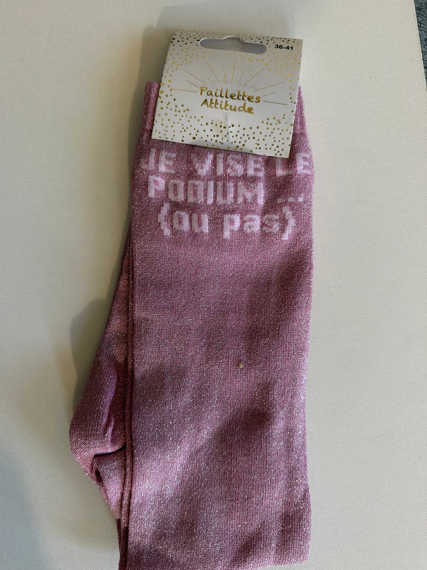 Chaussette Paillettes "je vise le podium... (ou pas)" - Paillettes Attitude