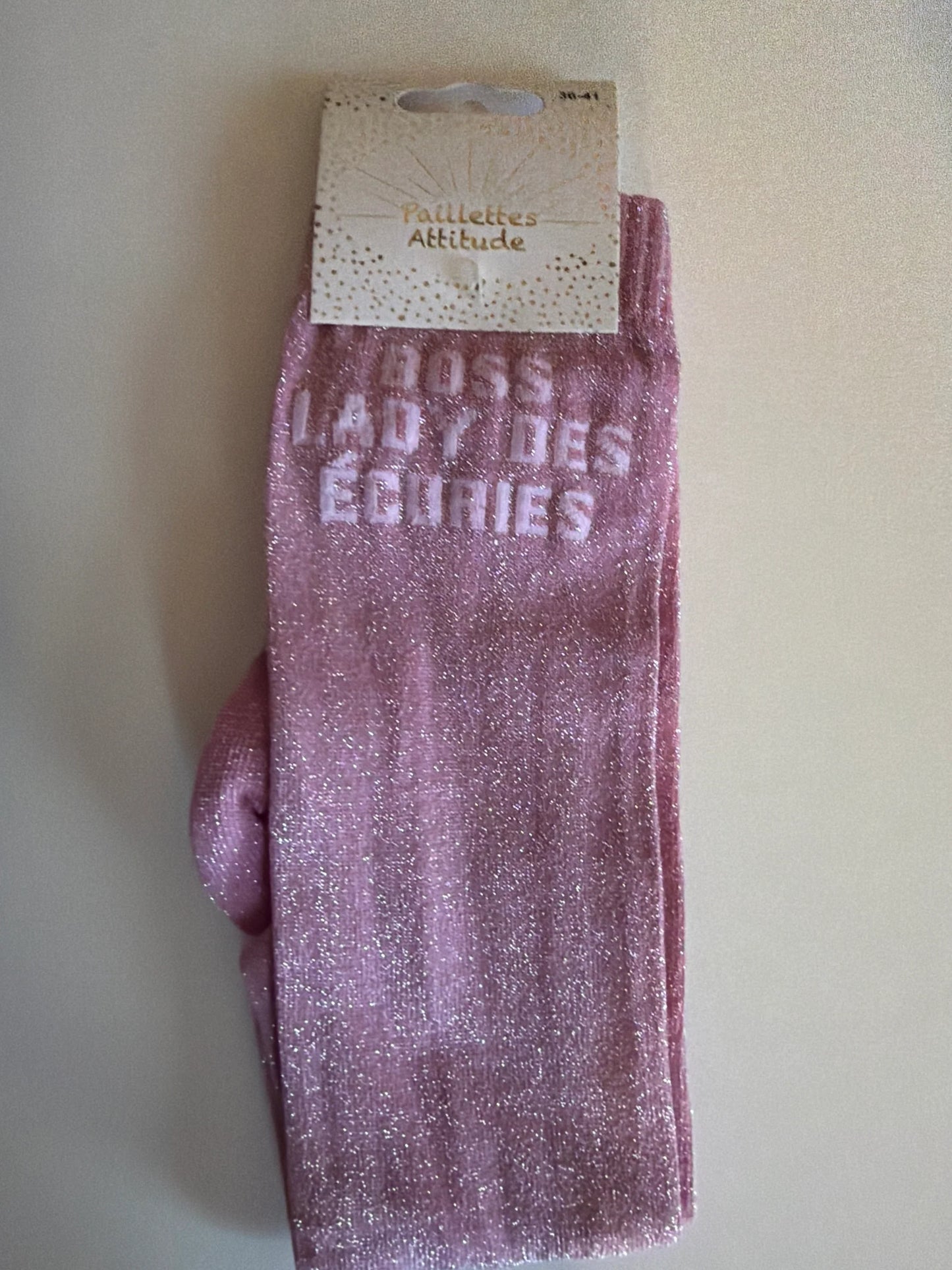 Chaussette Paillettes "BOSS LADY DES ÉCURIES" - Paillettes Attitude