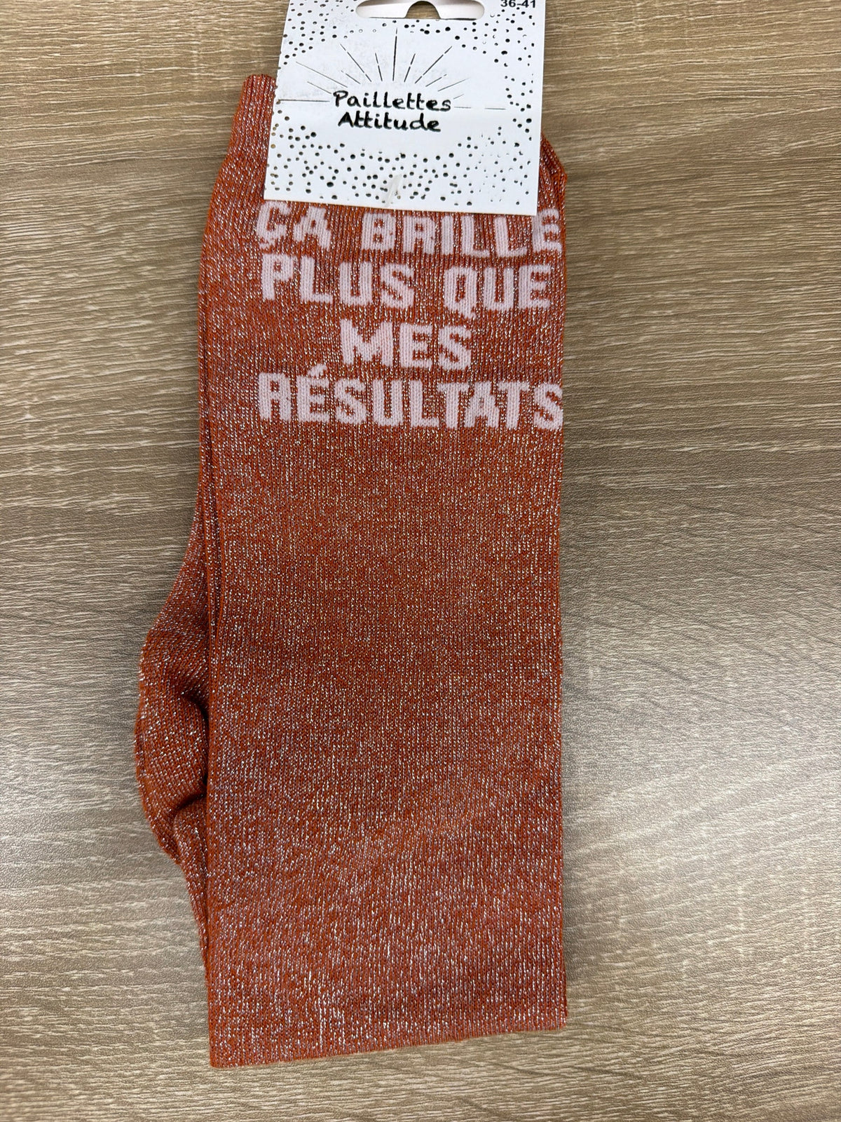 Chaussette Paillettes "ça brille plus que mes résultats" - Paillettes Attitude
