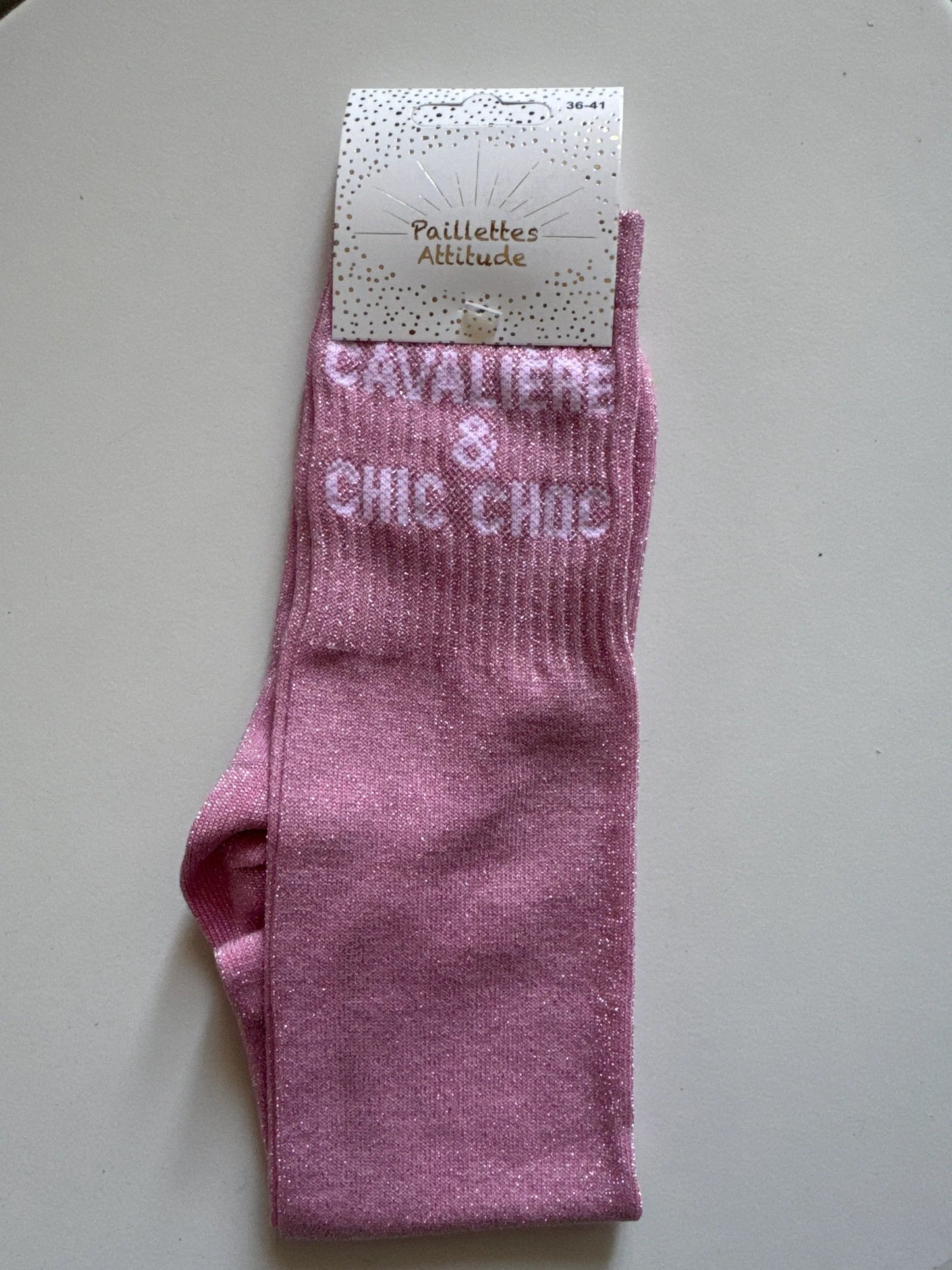 Chaussette Paillettes "CAVALIÈRE CHIC & CHOC" - Paillettes Attitude