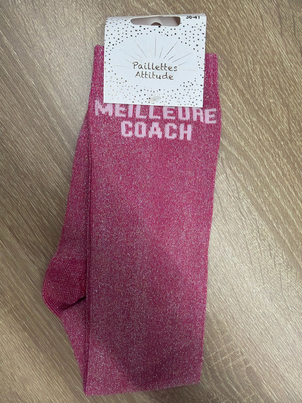 Chaussette Paillettes "MEILLEURE COACH" - Paillettes Attitude