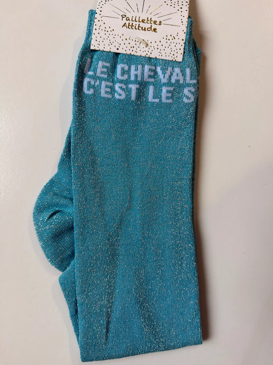 Chaussette Paillettes "LE CHEVAL C’EST LE S" - Paillettes Attitude