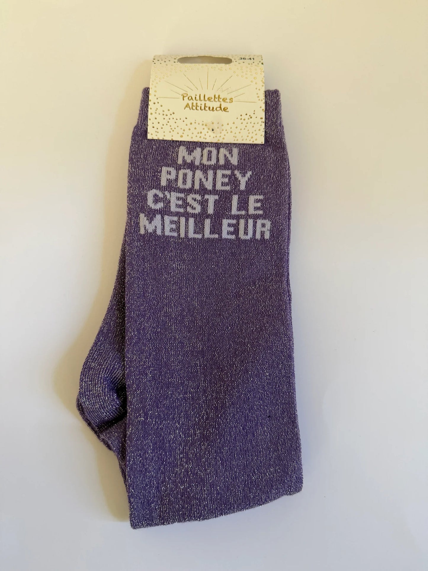 Chaussette Paillettes "MON PONEY C’EST LE MEILLEUR" - Paillettes Attitude