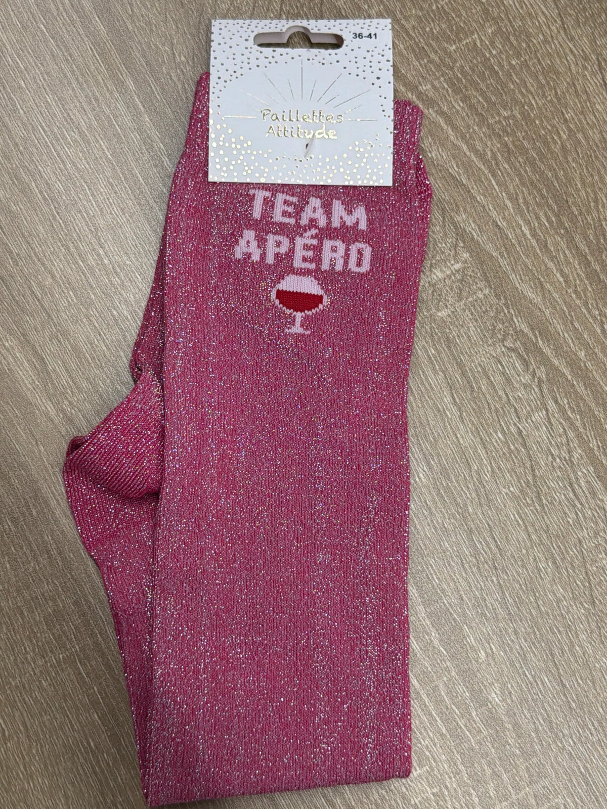 Chaussette Paillettes "TEAM APÉRO" - Paillettes Attitude